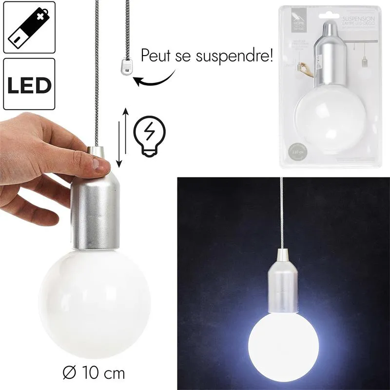 Lampa Wisząca MEBLIVA Żarówka L, Nowoczesna, Plastik - Srebrna
