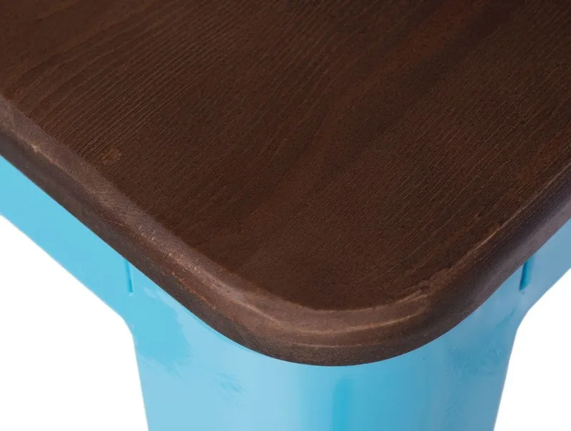 Hoker Barowy MEBLIVA Paris Wood 75cm Drewno Sosna - Niebieski