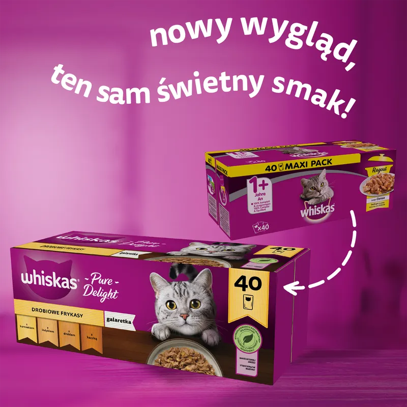 Whiskas Adult Saszetki 40 x 85g Drobiowe Frykasy Mokra Karma