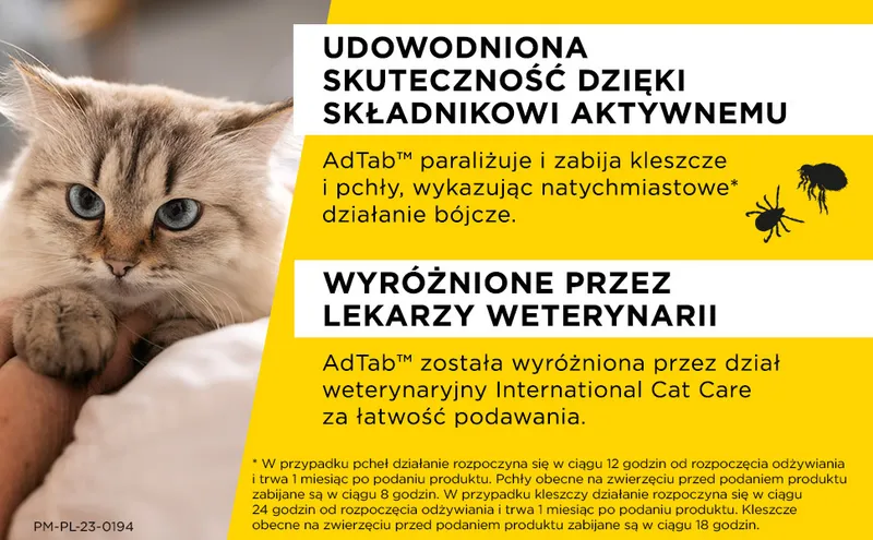 Elanco AdTab Tabletka Na Pchły I Kleszcze Dla Kotów 2-8KG 48MG