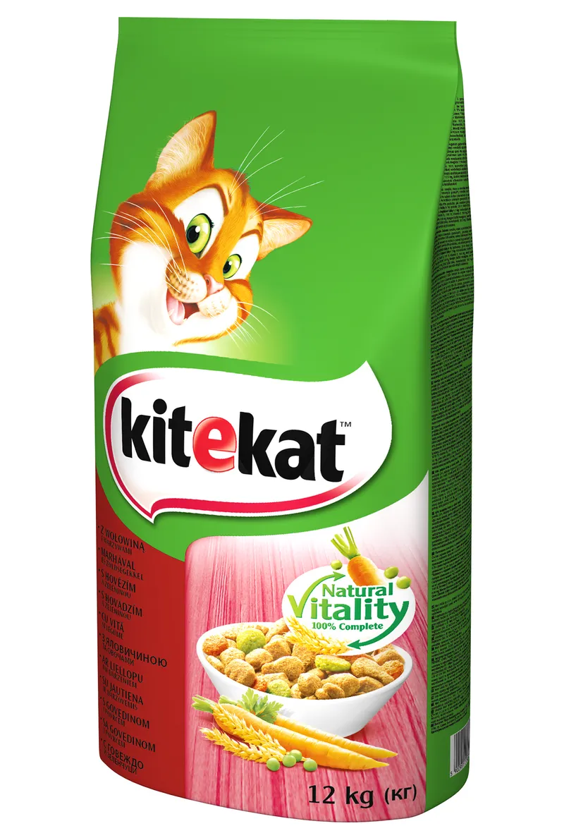 KITEKAT Sucha Karma Dla Kotów Z Wołowiną I Warzywami 12kg