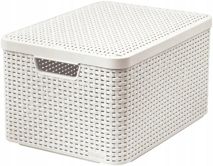 Curver Koszyk Z Pokrywą Rattan Style L - Kremowy