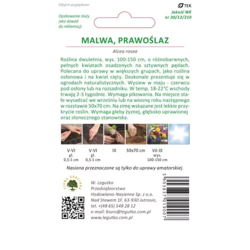 Nasiona Malwy Ogrodowej Mieszanka Kolorów GARDIVA 0,5 g Rośliny Ozdobne