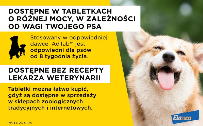 Elanco AdTab 225MG Tabletka Na Pchły I Kleszcze Dla Psów 5,5-11KG