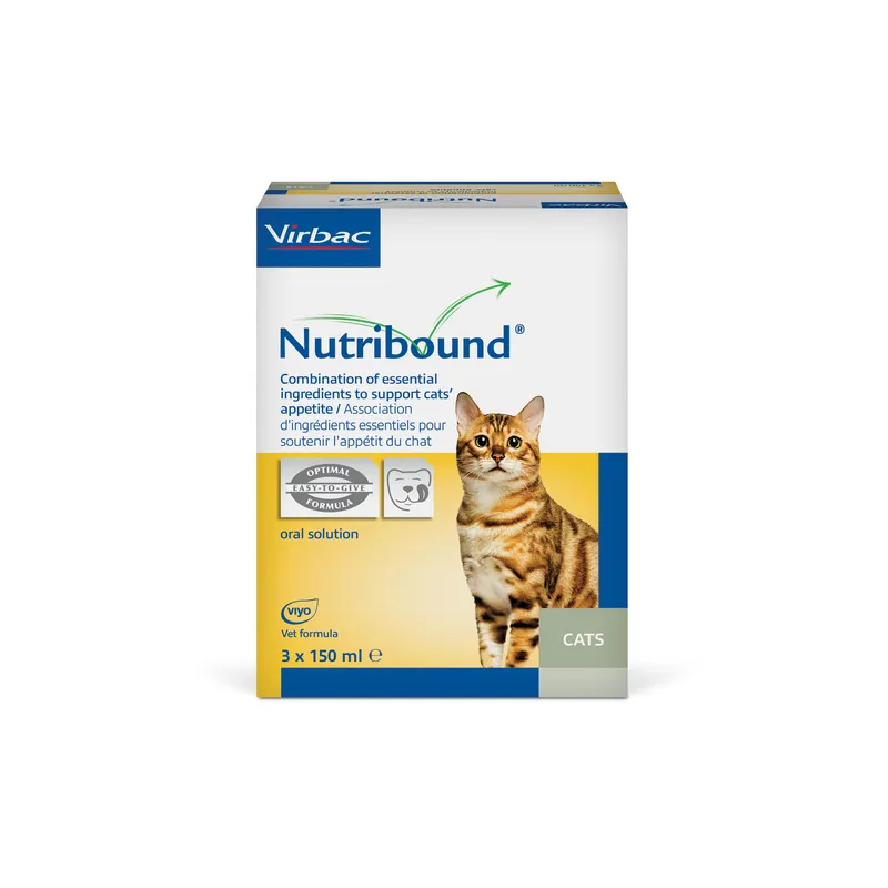 VIRBAC Nutribound Roztwór Doustny Dla Kotów W Czasie Rekonwalescencji 3 x 150 ml - Nowa Wersja