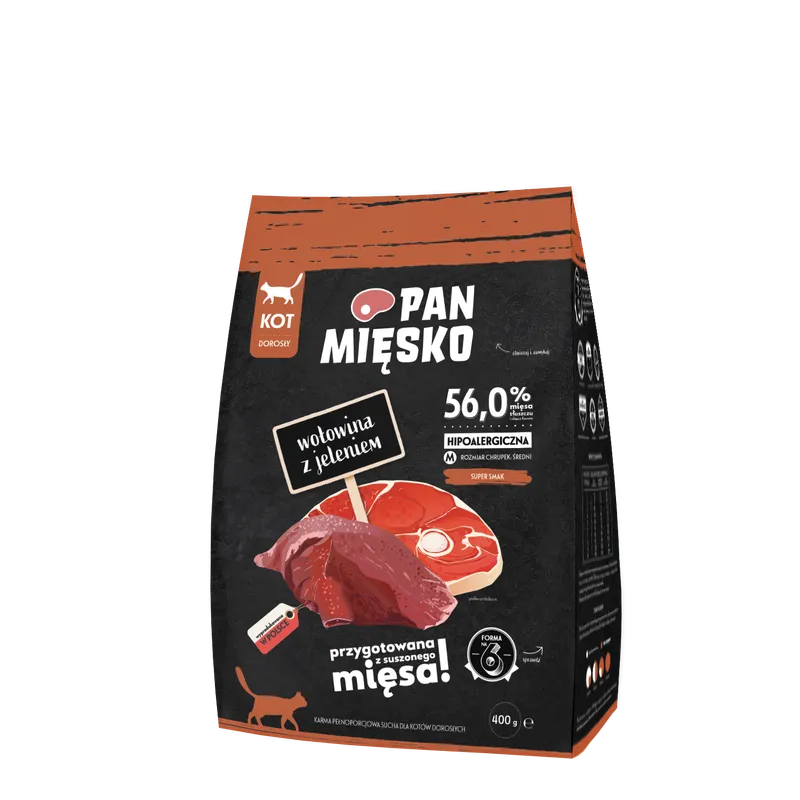 PAN MIĘSKO Sucha Karma Dla Kota – Wołowina Z Jeleniem, 400 g