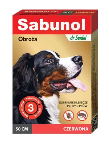 Laboratorium DermaPharm Sabunol Obroża Przeciw Pchłom I Kleszczom Dla Psa 50cm - Czerwona