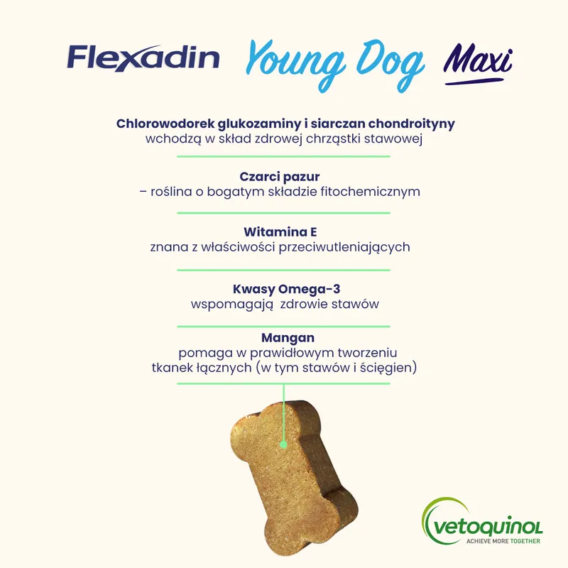 Vetoquinol Flexadin Young Dog Maxi Kąski Dla Psa 60 Sztuk