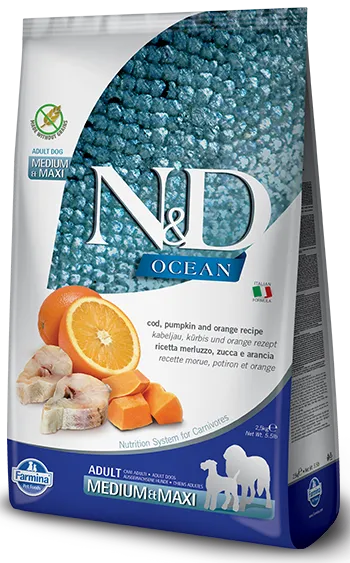 Farmina N&D Ocean Canine Adult Medium&Maxi Cod Pumpkin&Orange 12kg