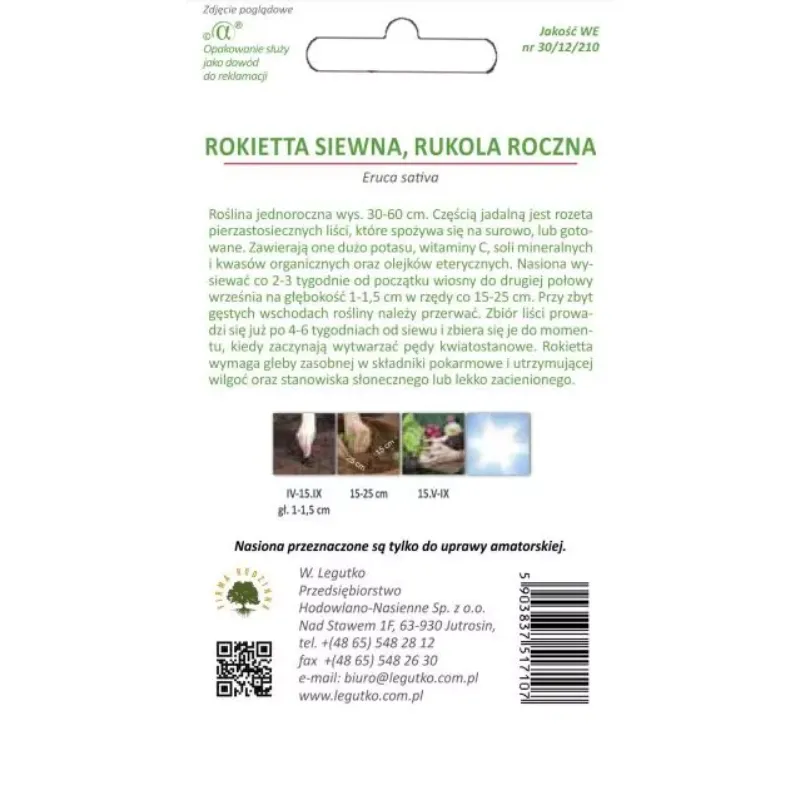 Rokietta Siewna Rukola Jednoroczna Nasiona Warzyw GARDIVA 0,50 g
