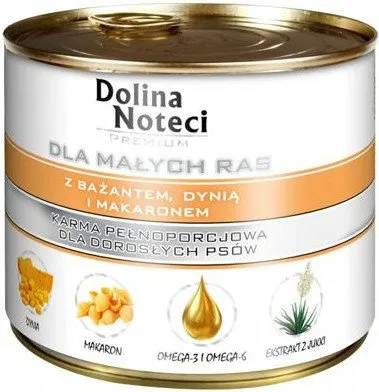 Dolina Noteci Premium Dla Psów Małych Ras Z Bażantem, Dynią I Makaronem 185g