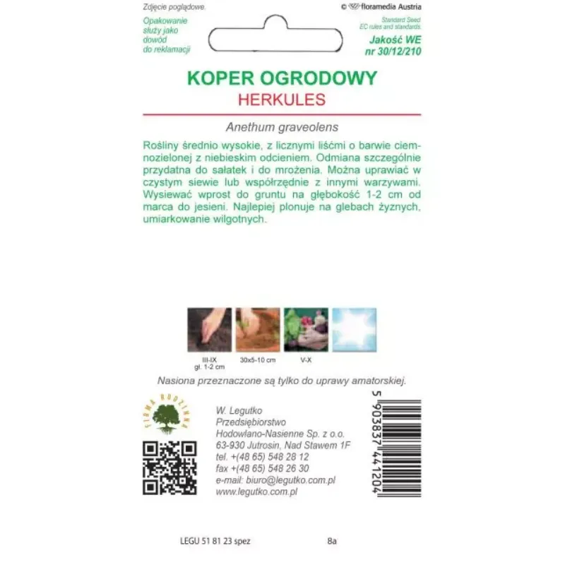 Koper Ogrodowy Herkules Nasiona Warzyw Do Uprawy 5 g GARDIVA
