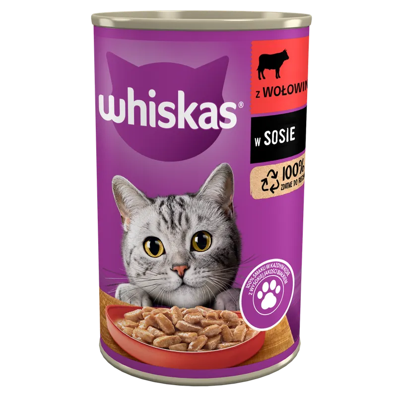 WHISKAS Mokra Karma Dla Kota 1+ Z Wołowiną W Sosie 400g
