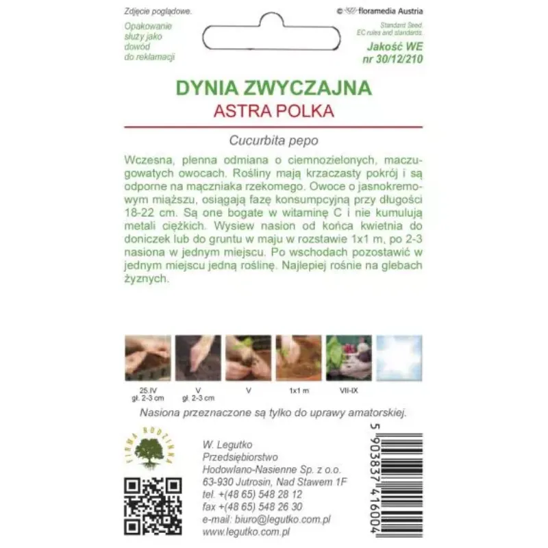 Dynia Zwyczajna - Cukinia Astra Półka - Ciemnozielona, Wczesna