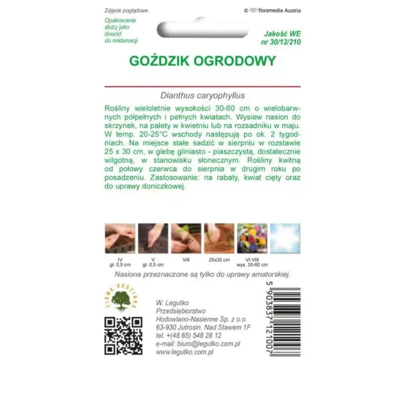 Nasiona Goździka Ogrodowego Mieszanka Kolorów GARDIVA 0,5 g Wieloletnie