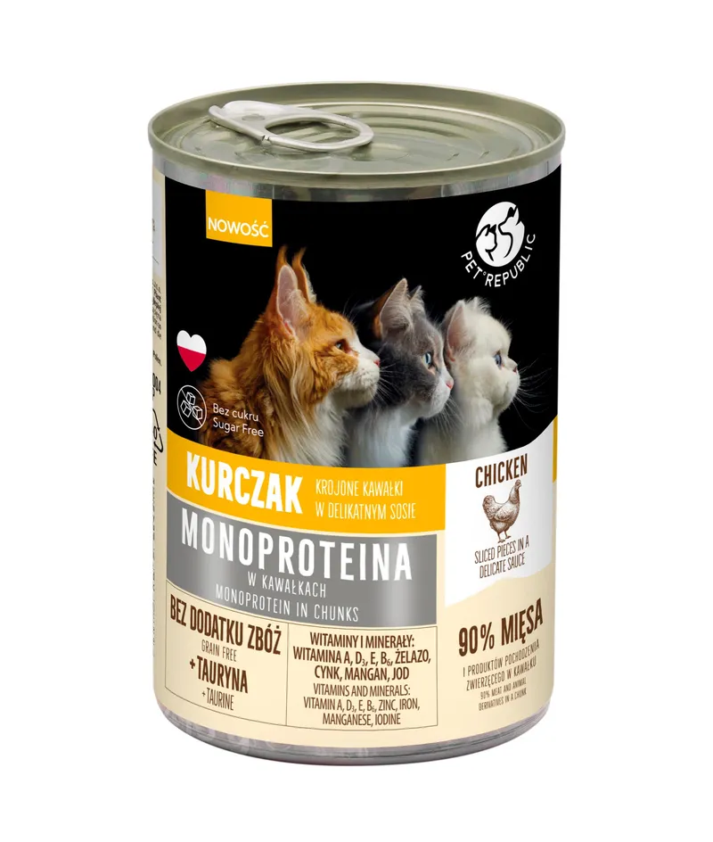 PetRepublic Monoprotein Kurczak 400g – Karma Monobiałkowa Dla Kotów