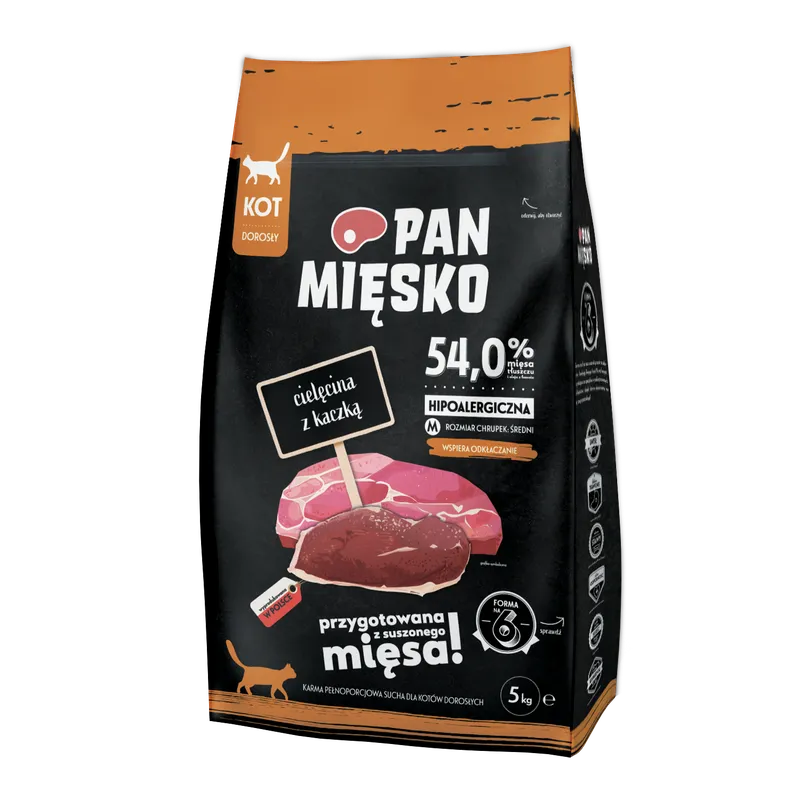 PAN MIĘSKO Cielęcina Z Kaczką M Dla Kota 5kg