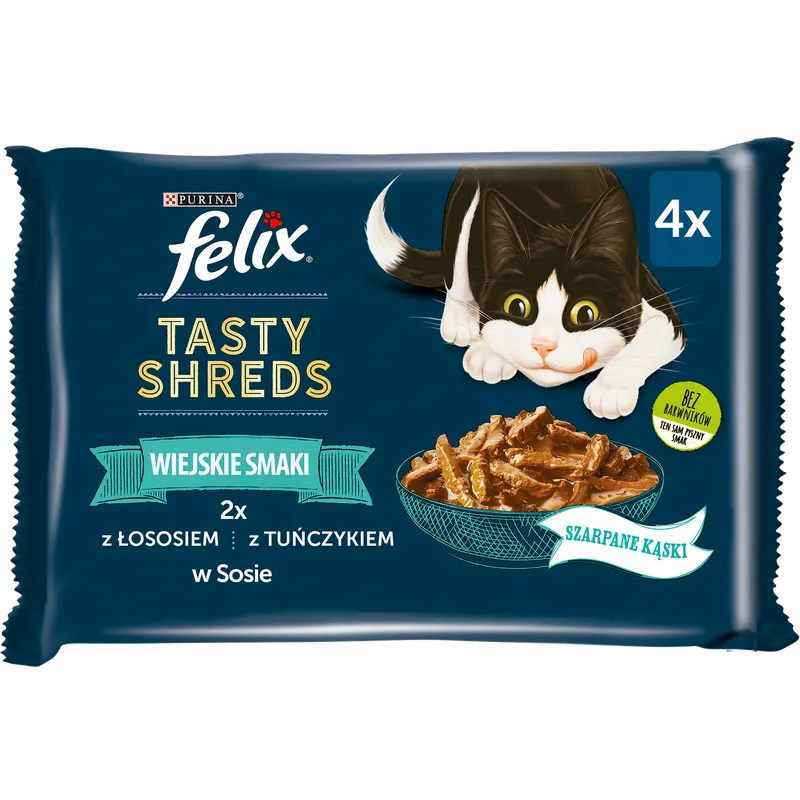 Felix Tasty Shreds Karma Dla Kota Z Łososiem I Tuńczykiem W Sosie 4x80g
