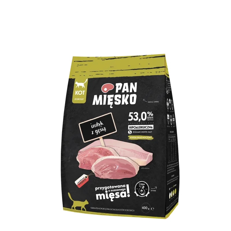 PAN MIĘSKO Sucha Karma Dla Kota – Indyk Z Gęsią, 400 g