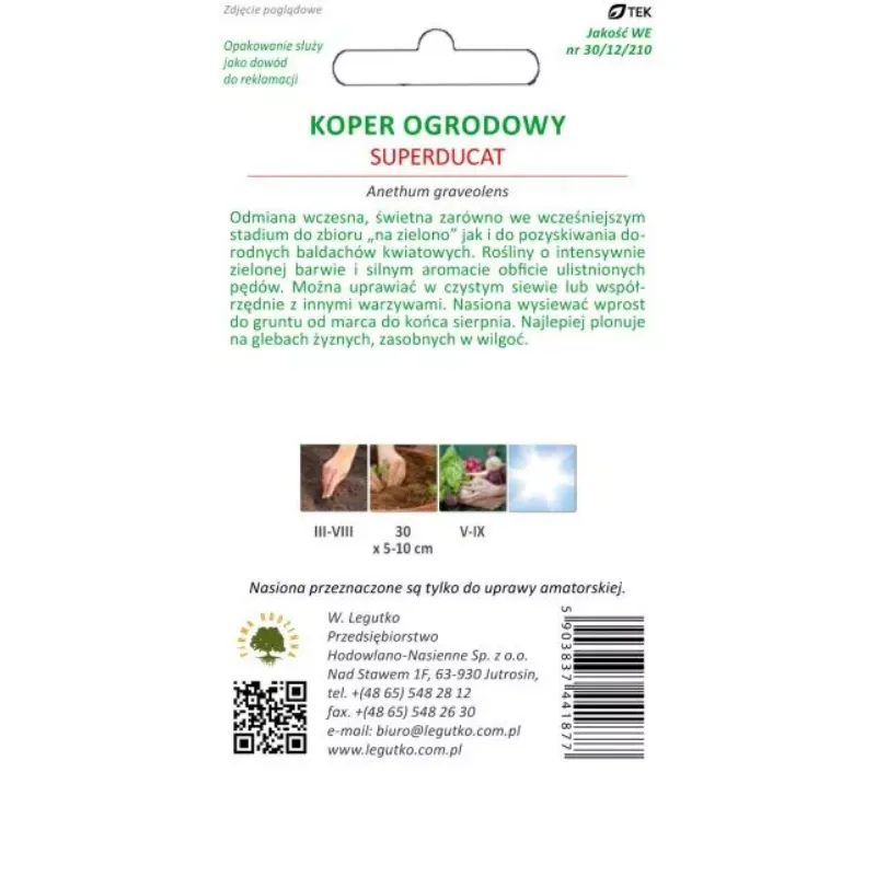 Nasiona Koper Ogrodowy Super Ducat 7,50 g GARDIVA