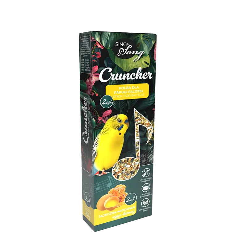 Sing&Song Cruncher Dla Papużki Falistej Jajeczno-Miodowy 85g 2w1