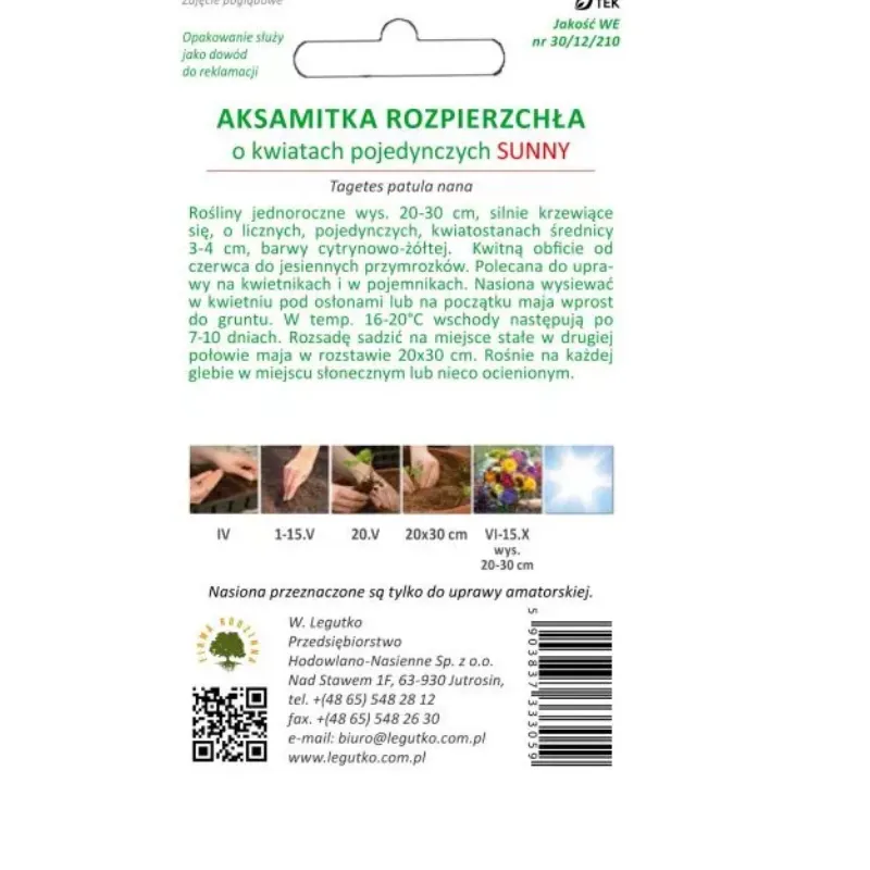 Aksamitka Rozpierzchła Sunny 1g - Żółta