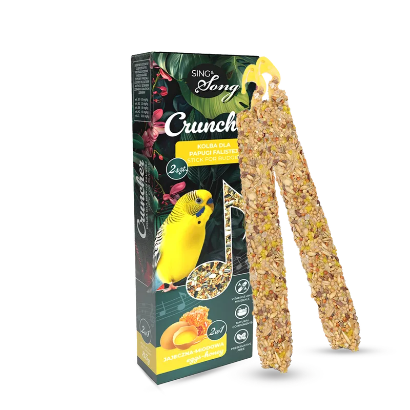 Sing&Song Cruncher Dla Papużki Falistej Jajeczno-Miodowy 85g 2w1