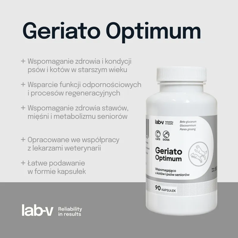 Lab-V Geriato Optimum Wspomaganie Zdrowia Seniorów Dla Psów I Kotów 90 Kapsułek