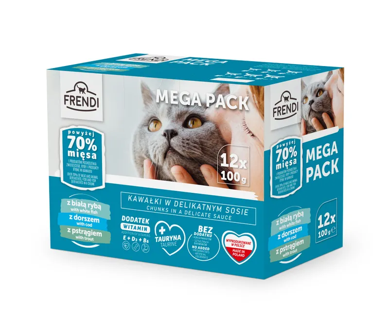 Frendi Saszetki Dla Kota 12x100g – Pełnoporcjowa Karma W Kawałkach W Sosie