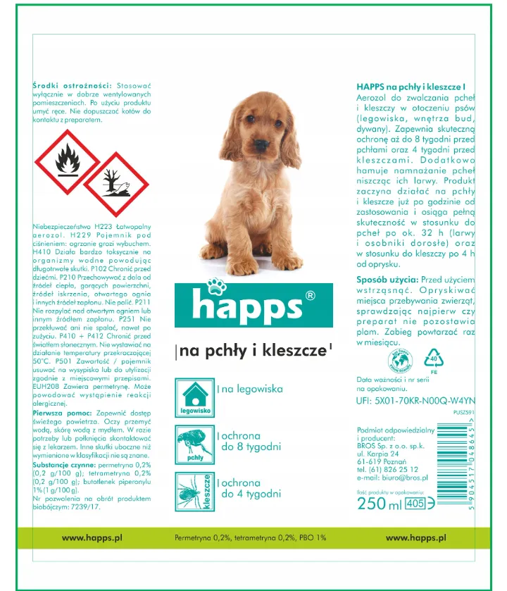 Bros Happs Na Pchły I Kleszcze 250ml