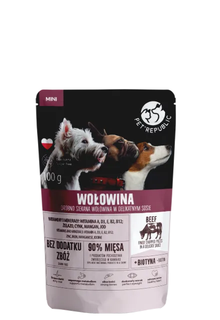 PetRepublic Drobno Siekane Kawałki W Delikatnym Sosie - Wołowina 100g Dla Psa