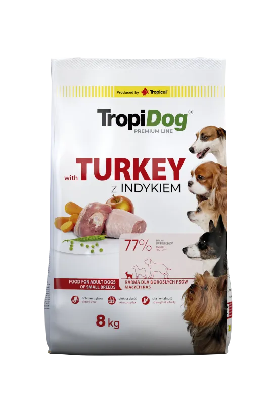 Tropidog Premium Adult Small Breeds Z Indykiem I Ryżem 8kg