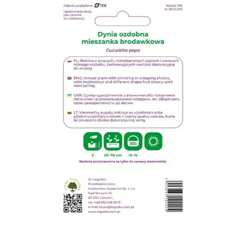 Dynia Ozdobna Mieszanka Brodawkowa Nasiona GARDIVA 1,5 g Ogrodowa