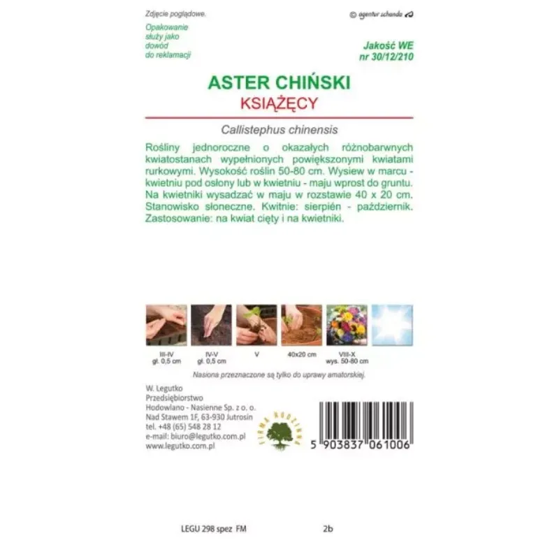 Nasiona Aster Chiński Książęcy Mieszanka Kwiatów Ogrodowych GARDIVA 1,5 g