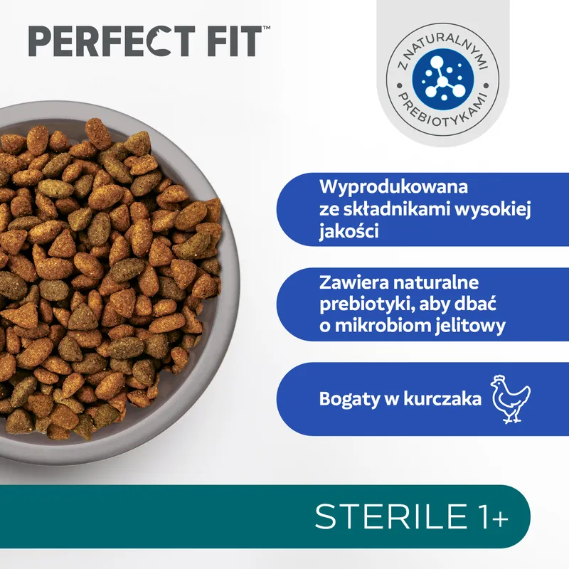 Perfect Fit™ - Sucha Karma Pełnoporcjowa Dla Dorosłych Kotów Po Zabiegu Kastracji, Bogata W Kurczaka 7kg