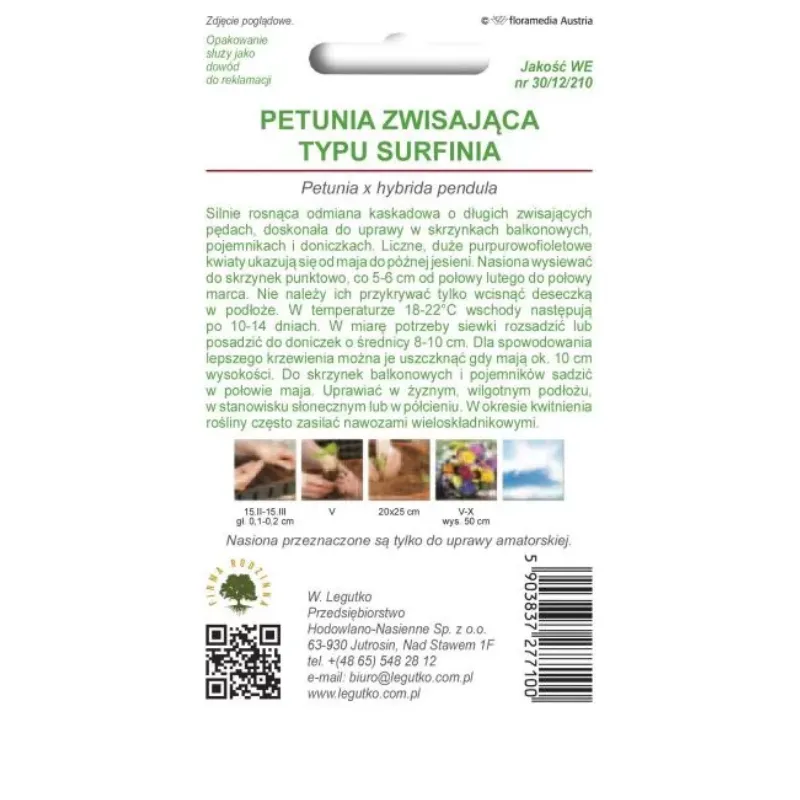 Petunia Ogrodowa Rubina Typ Surfinia Purpurowofioletowa GARDIVA 0,01 g
