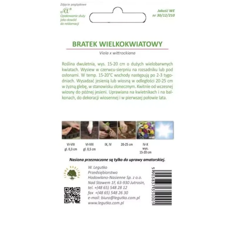 Nasiona Bratek Wielkokwiatowy Mieszanka Kolorów GARDIVA 0,75 g