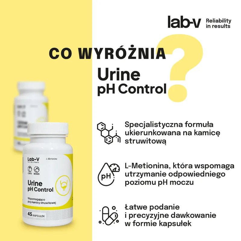 Lab-V Urine PH Control Wsparcie Dla Psów I Kotów Przy Kamicy Struwitowej 45 Kapsułek