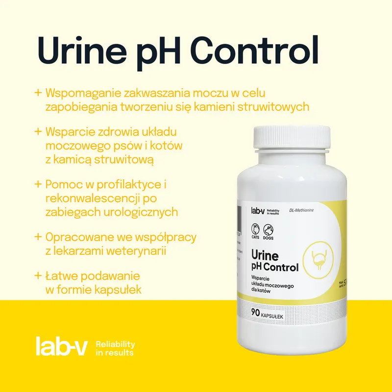 Lab-V Urine Ph Control Wsparcie Dla Psów I Kotów Przy Kamicy Struwitowej 90 Kapsułek