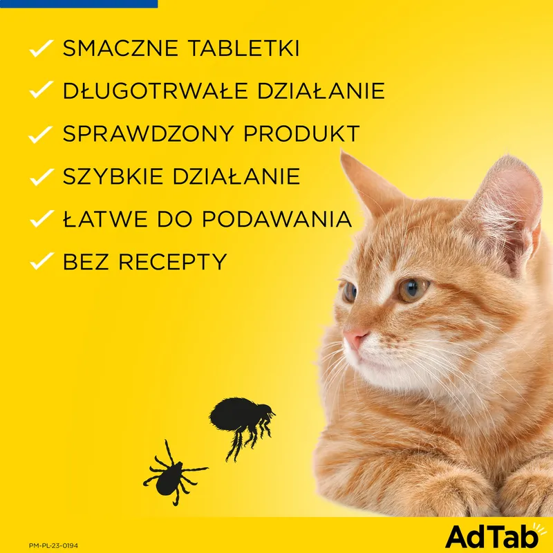 Elanco AdTab Tabletka Na Pchły I Kleszcze Dla Kotów 2-8KG 48MG
