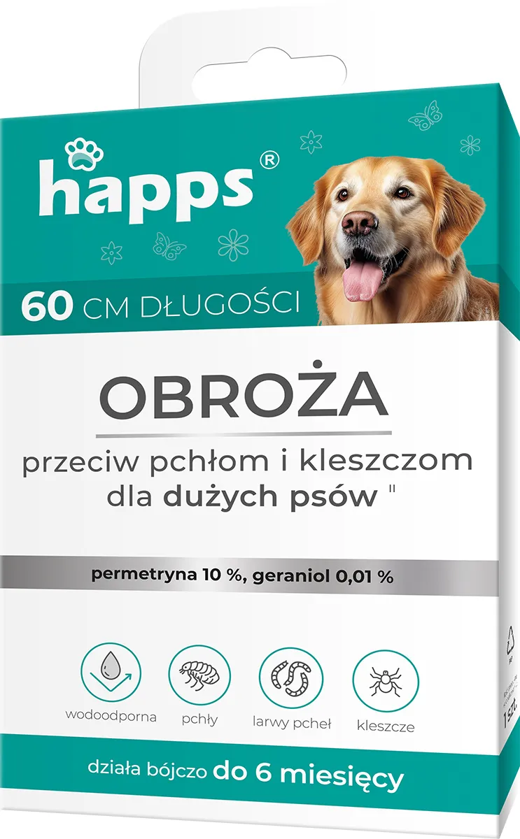 Bros Happs Obroża Przeciw Pchłom I Kleszczom Dla Dużych Psów 60cm