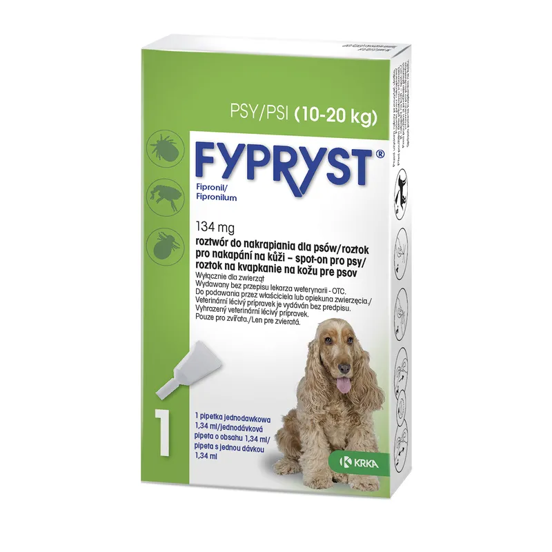 Krka Fypryst Spot On Krople Dla Psa Na Pchły I Kleszcze 10–20KG 134MG/1,34ML 1 Pipeta