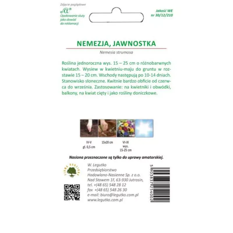 Nemezja Jawnutka – Mieszanka Kolorów, Nasiona Otarte