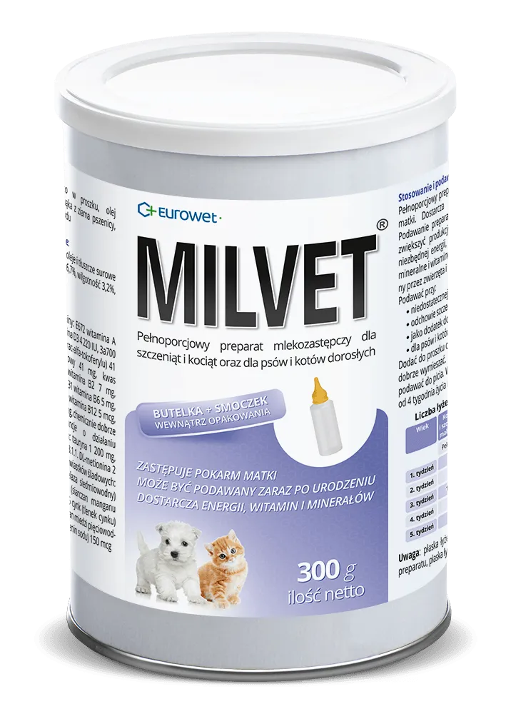 Eurowet Milvet Mleko Zastępcze Dla Szczeniąt I Kociąt 300g