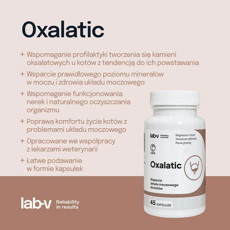 Lab-V Oxalatic Wsparcie Dla Kotów Przy Tworzeniu Się Kamieni Oksalatowych 45 Kapsułek