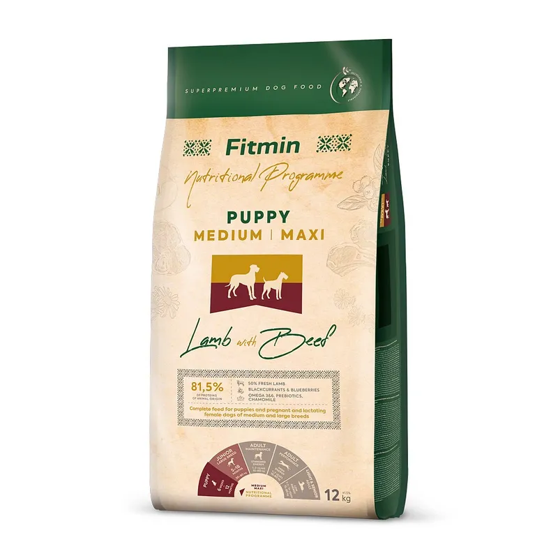 Karma Dla Szczeniąt Jagnięcina Z Wołowiną ZOOJOY 12 kg