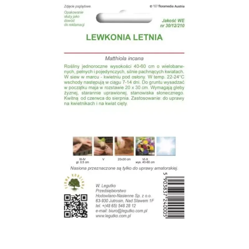 Nasiona Lewkonia Letnia Barwna Mieszanka Kwiaty Ogrodowe GARDIVA 1,5 g