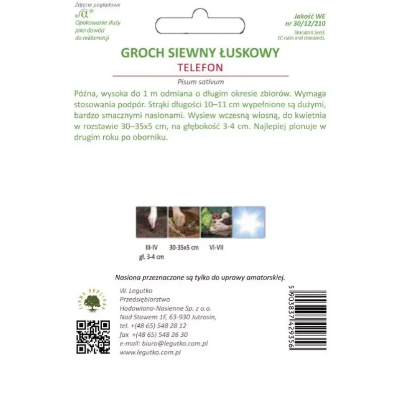 Groch Siewny Telefon Łuskowy Późny Nasiona Pomarszczone GARDIVA 50 g