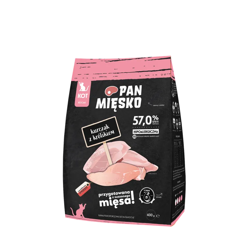 PAN MIĘSKO Kurczak Z Królikiem XS 400g Dla Kociąt