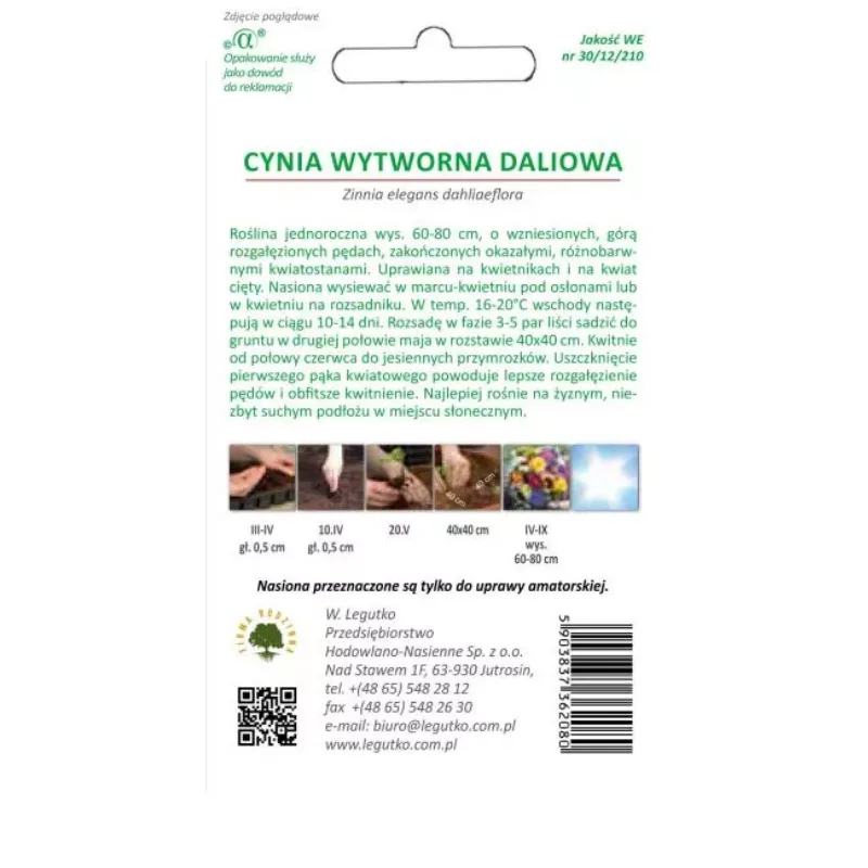 Cynia Wytworna Daliowa Mieszanka Kolorów Kwiaty Ogrodowe GARDIVA 1,5 g
